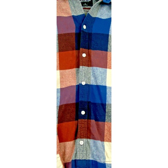 Hollister Flannel Hoodie Adult Small Red Black Button Up Sweater Outdoor Casual - Picture 6 of 13